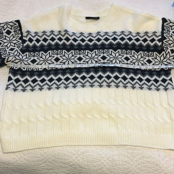 Lane Bryant Fair Isle Cable Knit Sweater Women 18/20 Ivory Cabin Preppy Winter - Picture 7 of 11